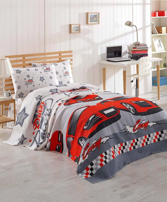 Set Lenjerie de pat double, Roșu, 235x160 cm - Rosu