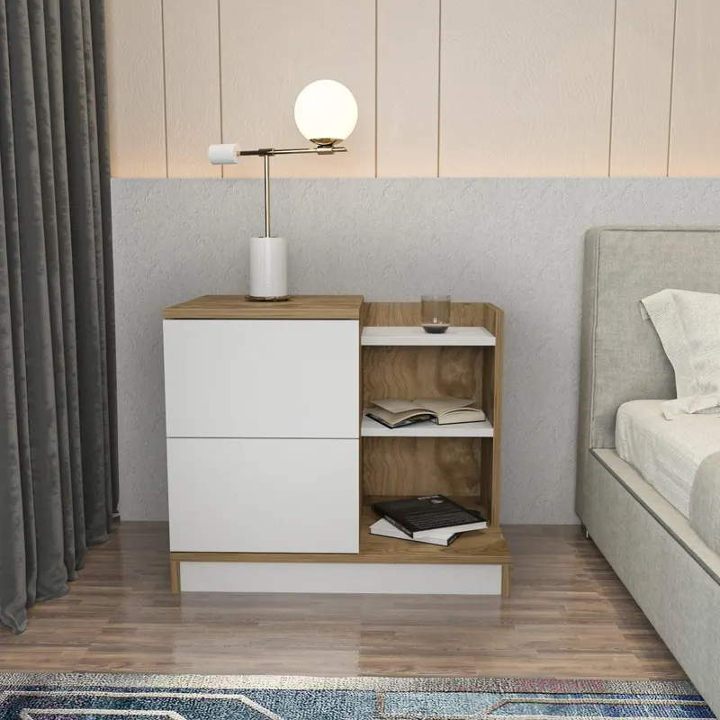Noptiera Seam, Alb, 72x60x45 cm - Alb
