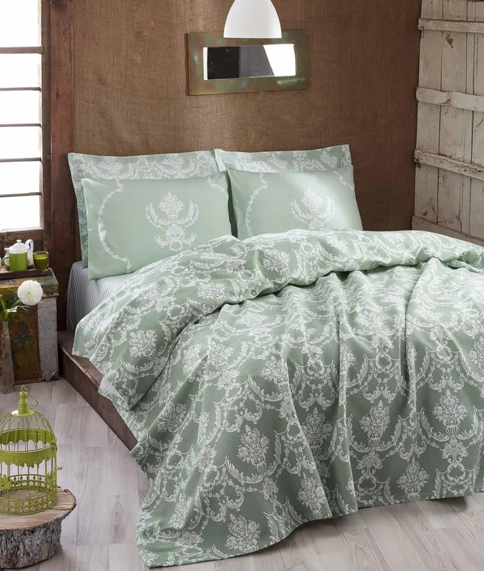 Cuvertură de pat double, Apa Verde, 235x200 cm - Verde