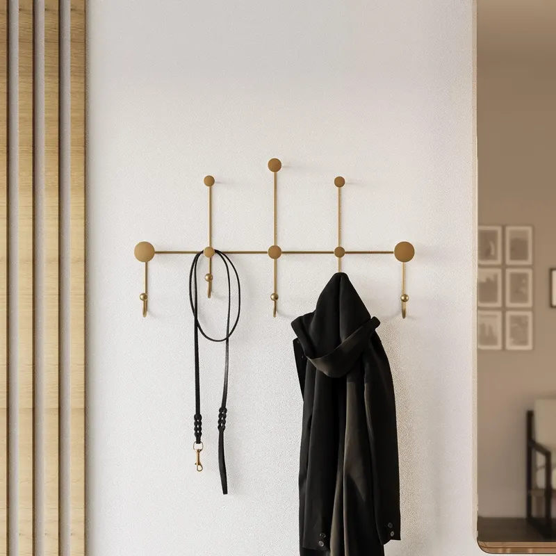 Cârlig de perete metalic Iyon-A, Aur, 10x45x80 cm - Auriu