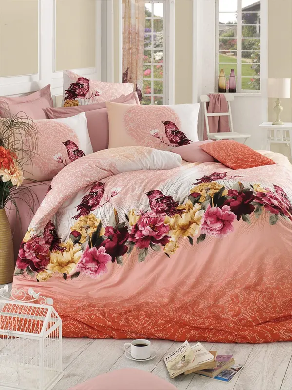 Set Lenjerie de pat double, Roz, 220x200 cm - Roz