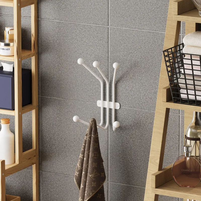 Cuier de hol metalic Metal Wall Hook Classic 1, Alb, 23x13 cm - Alb