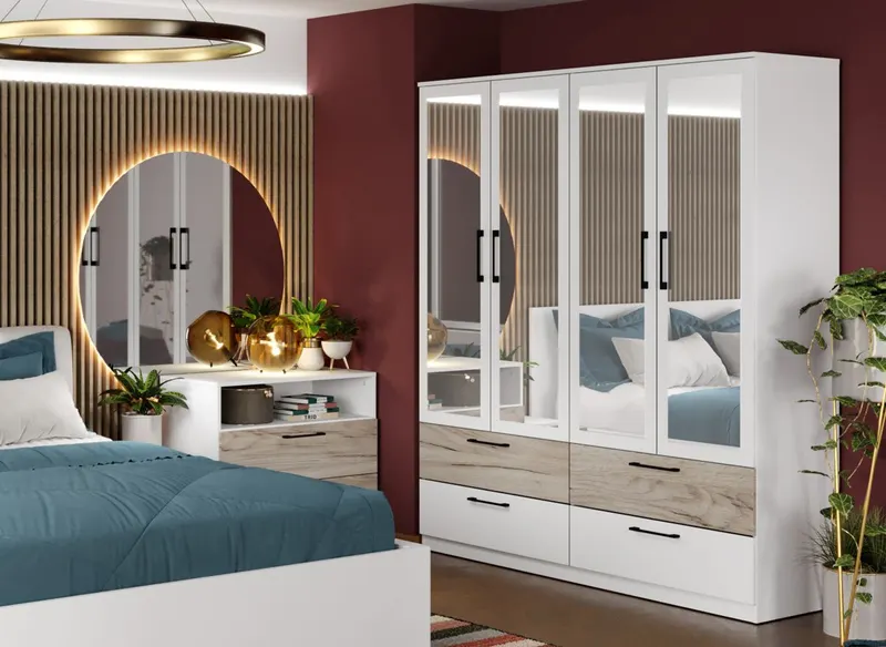 Dulap Relax Alb / Stejar k02 - C164/07 cu oglinda — imaginea 2