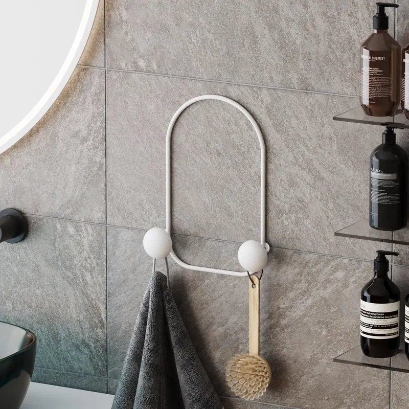 Cuier de hol metalic Metal Wall Hook Minimal 3, Alb, 25x7 cm - Alb