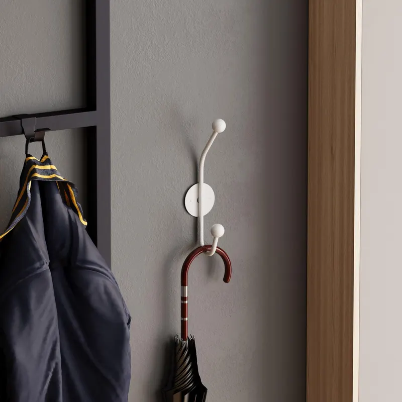 Cuier de hol metalic Metal Wall Hook Antonio 7, Alb, 6x9 cm - Alb