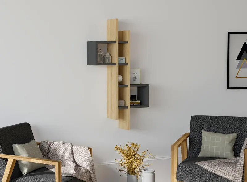 Raft de perete Emag 8 Rafturi, 54 x 108 x 20 cm - Gri