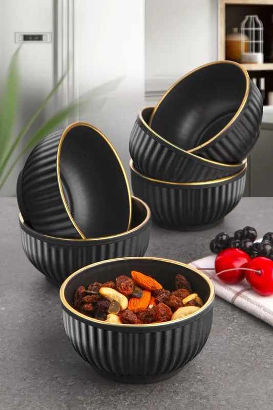Set 6 boluri, Negru, 250 cc - Negru