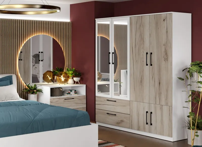 Dulap Relax Alb / Stejar k02 - C164/06 cu oglinda — imaginea 2
