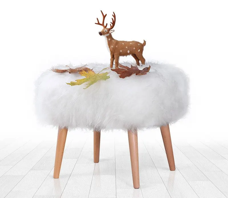Taburet Puf Lux , Alb - Galben - Mov, 42x45x50 cm - Alb