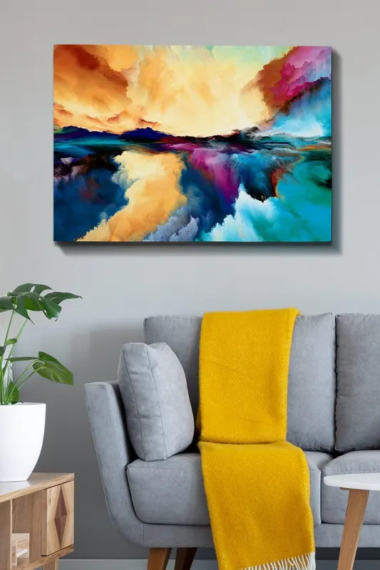 Tablou Canvas Punere Soarelui, Multicolor, 100 x 70 cm - Multicolor
