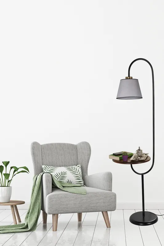 Lampadar cu masuta de cafea Zumrut - Gri