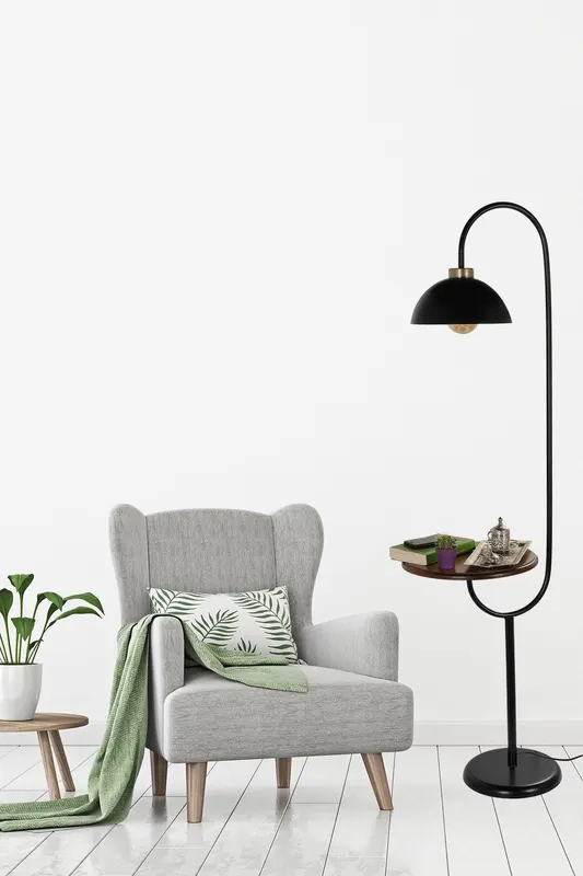 Lampadar cu masuta de cafea Zumrut - Negru