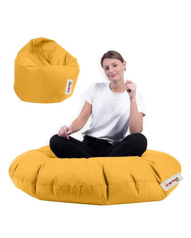 Fotoliu puf, Bean Bag, Ferndale, 100 cm, impermeabil, 100 x 100 x 20 cm - Galben