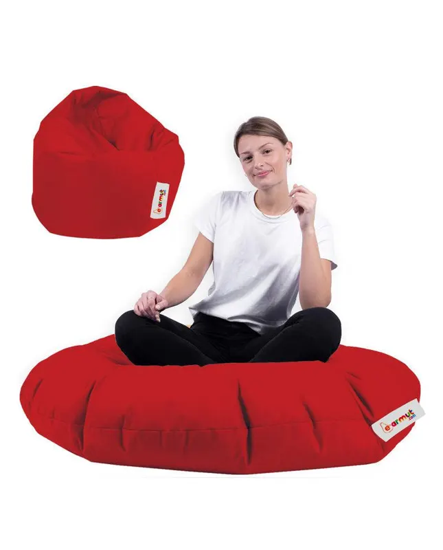 Fotoliu puf, Bean Bag, Ferndale, 100 cm, impermeabil, 100 x 100 x 20 cm - Roșu