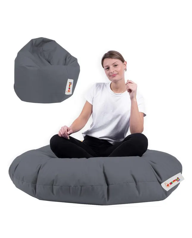 Fotoliu puf, Bean Bag, Ferndale, 100 cm, impermeabil, 100 x 100 x 20 cm - Gri