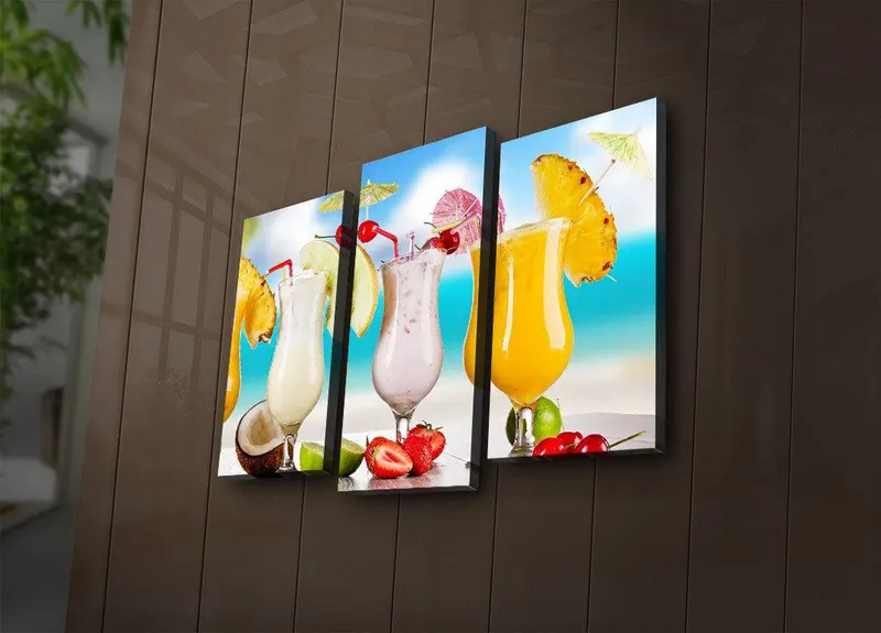 Tablou Canvas cu Led Coctail, Multicolor, 66 x 45 cm - Multicolor