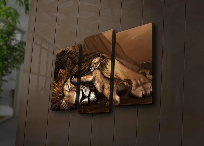 Tablou Canvas cu Led Lion King, Multicolor, 66x45 cm - Multicolor