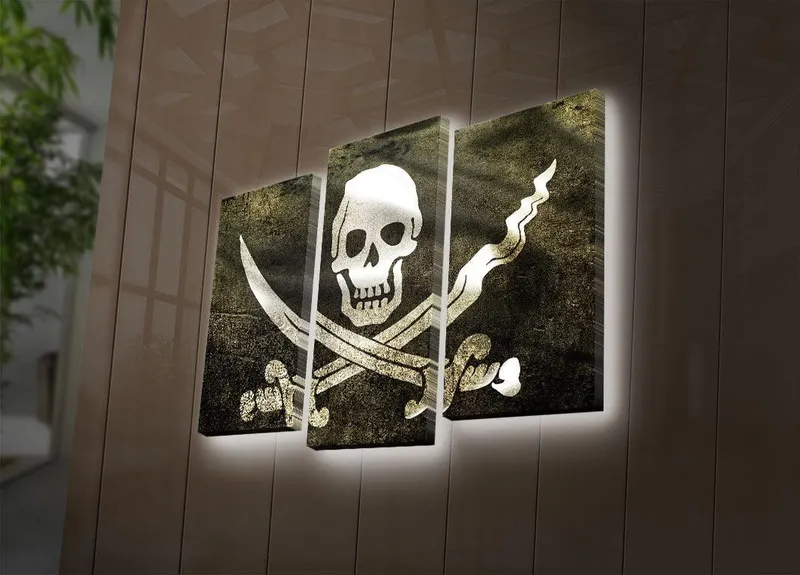 Tablou Canvas cu Led Pirate, Multicolor, 66 x 45 cm - Multicolor