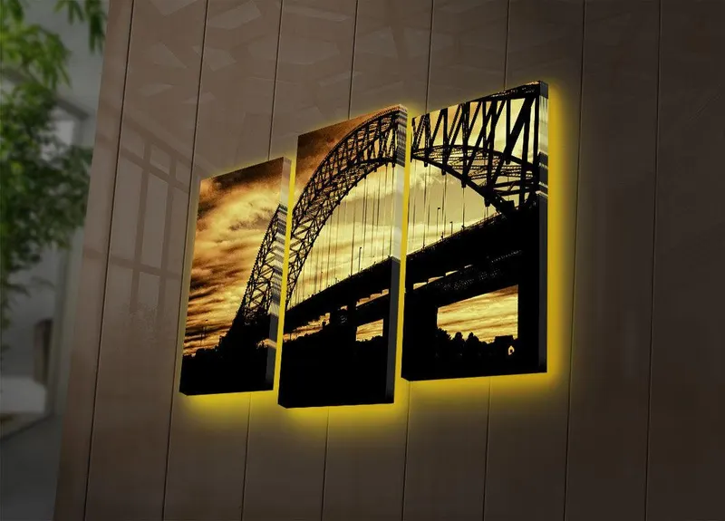 Tablou Canvas cu Led Panorama Sydney, Multicolor, 66 x 45 cm - Multicolor