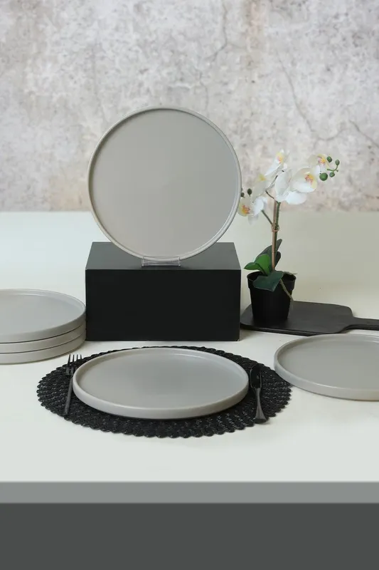 Set farfurii, Gri Mat, 27 cm - Multicolor