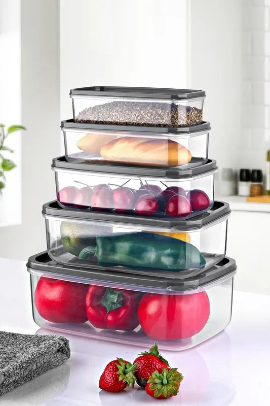 Set cutie de depozitare, Transparent, 15x8x23 cm - Multicolor