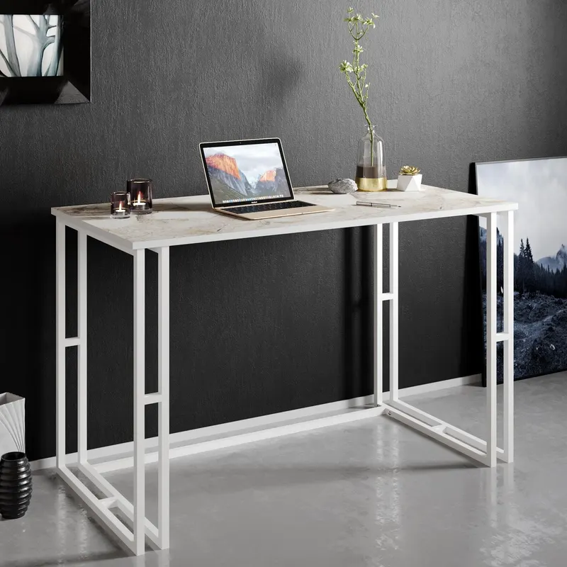 Birou Alfa cu picioare metalice 120 x 75 x 60 cm - Alb