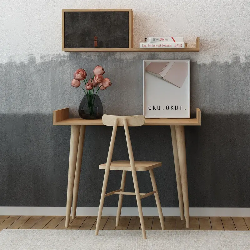 Birou Brush cu rafturi, Stejar, 100 x  81 x 60 cm - Stejar