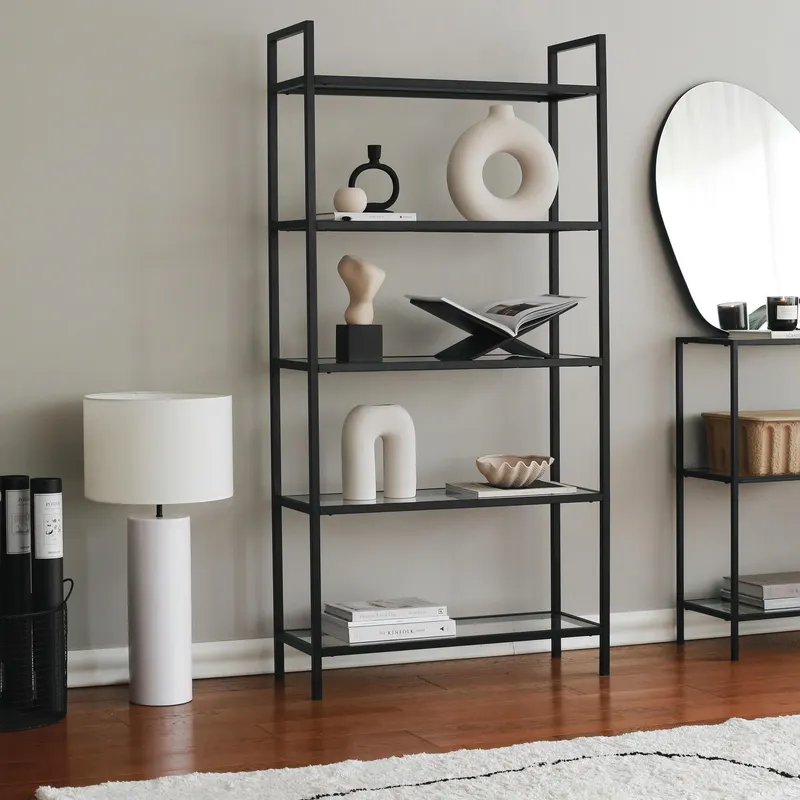 Biblioteca K100, Negru, 30x165x80 cm - Negru