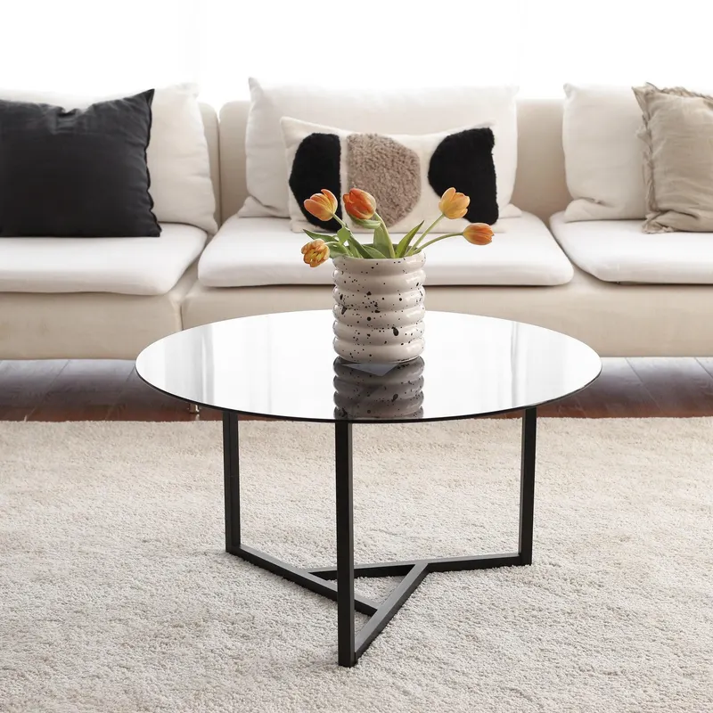 Masuta de cafea Trio sehpa / füme temperli cam S402F, Fum, 75x42x75 cm - Gri deschis