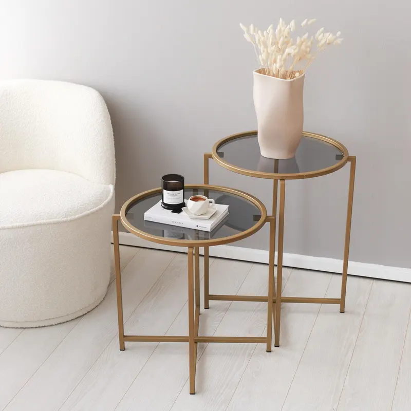 Set masuta de cafea S406 - Gold, Aur, 50x50x50 cm - Auriu