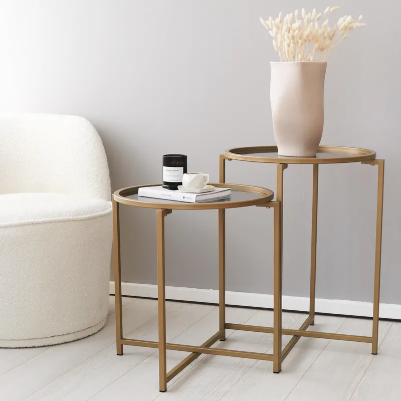 Masuta de cafea S407K - Gold, Aur, 50x50x50 cm - Auriu