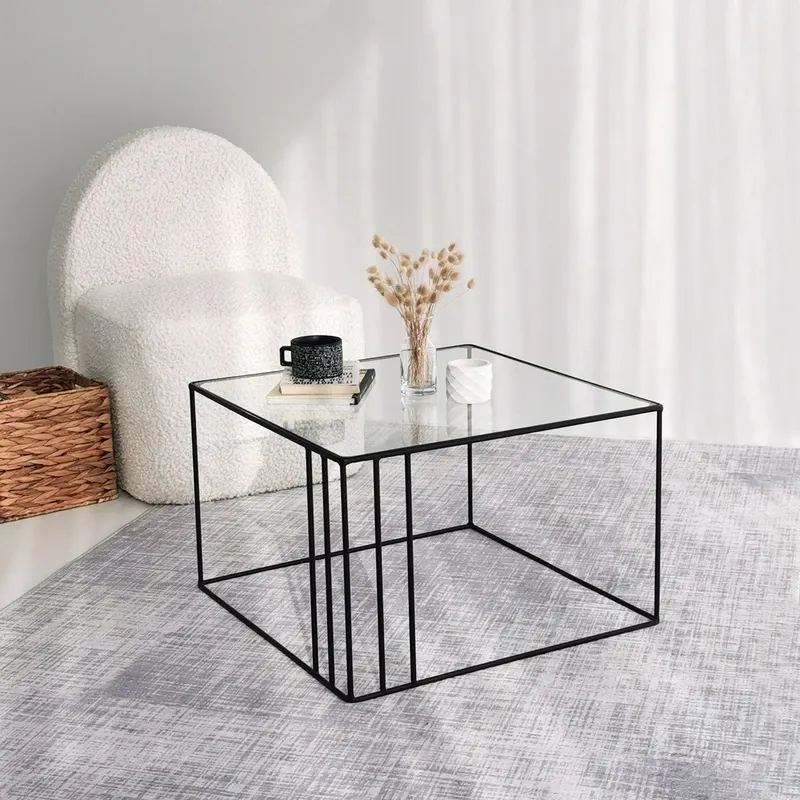 Masuta de cafea Outline - Black, Negru, 55x36x55 cm - Negru