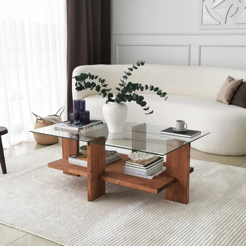 Masuta de cafea Babylon, De lemn, 105x40x60 cm - Natur