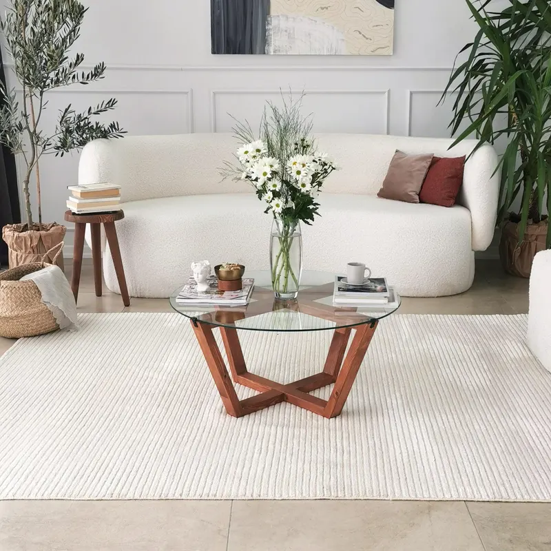 Masuta de cafea Lotus, De lemn, 75x35x75 cm - Lemn Natural