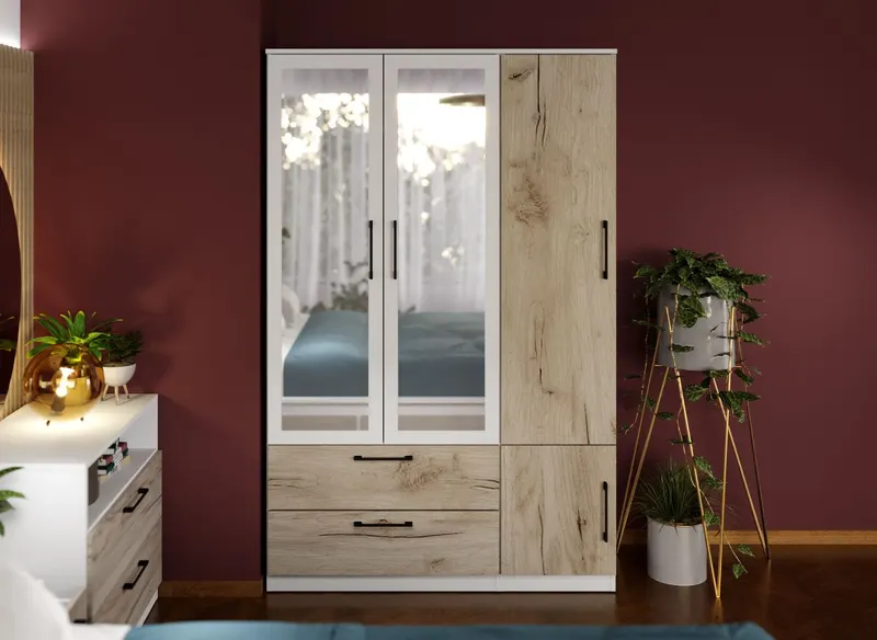 Dulap Relax Alb / Stejar k02 - C123/05 cu oglinda