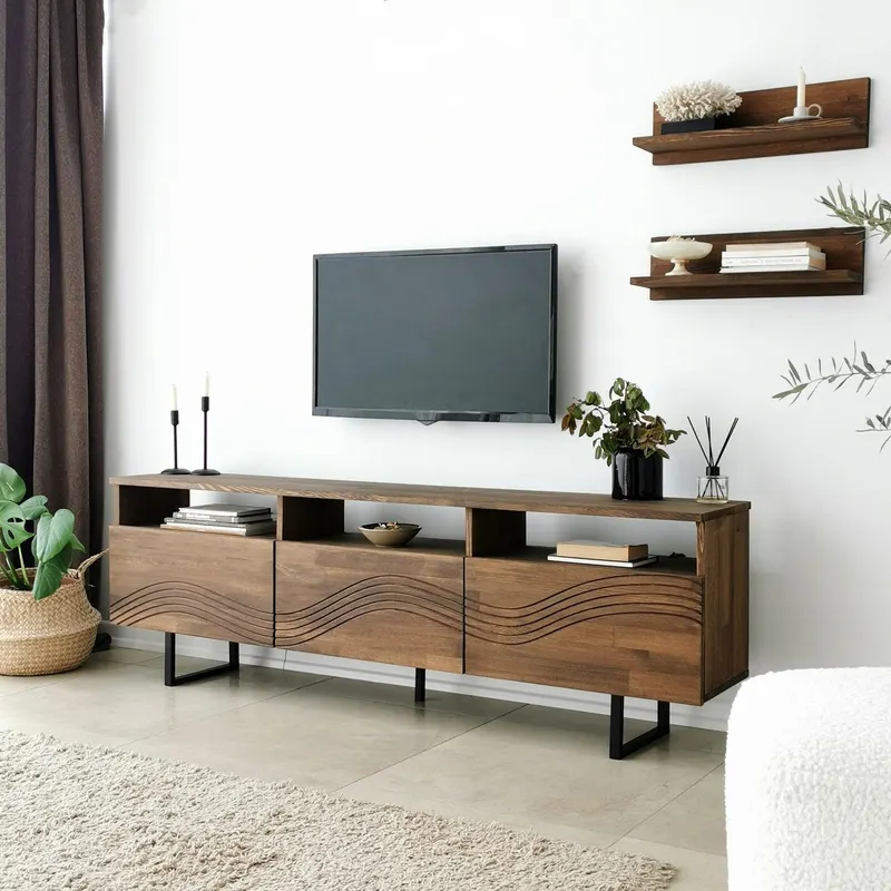 Comoda TV Onda - Walnut, Nuc, 12x15x50 cm - Nuc