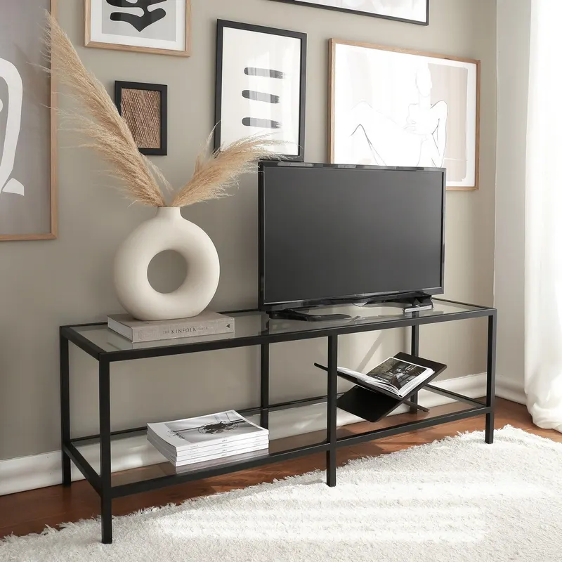 Comoda TV Basic TV500 - Black, Negru mat, 40x45x130 cm - Negru
