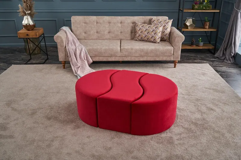 Puf Alya Puf - Red, Roșu, 120x40x80 cm - Roșu