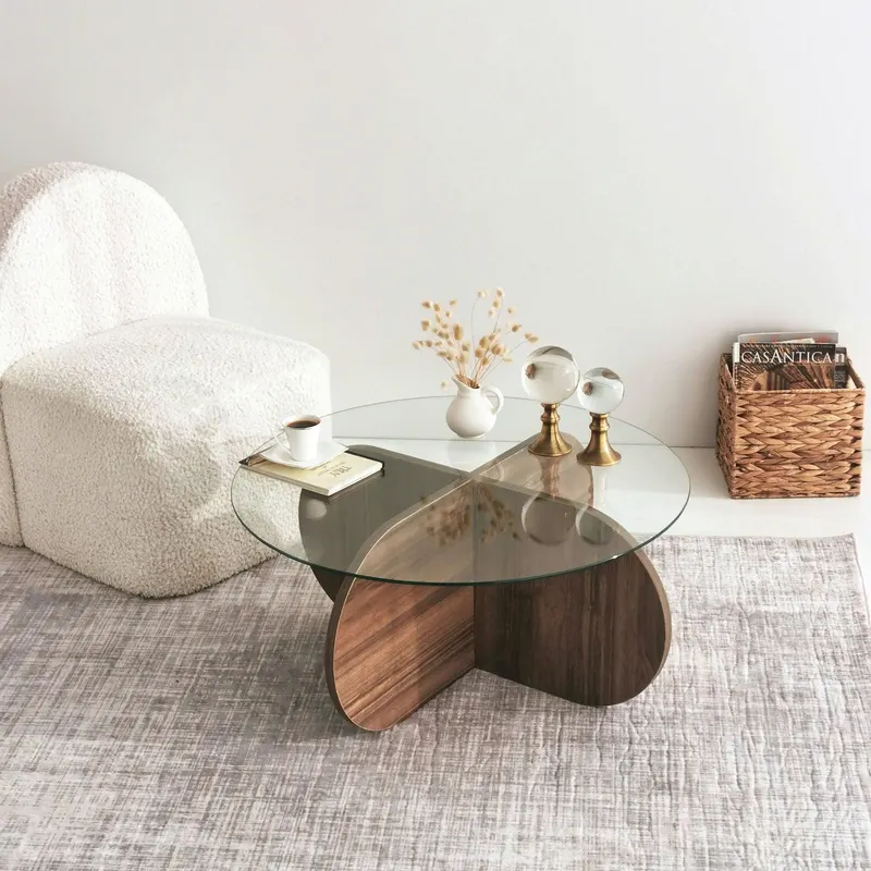 Masuta de cafea Bubble - Walnut, Nuc, 75x35x75 cm - Nuc