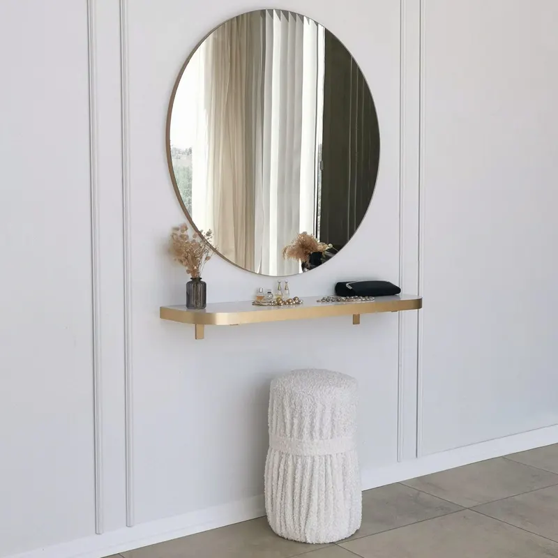 Oglindă Gold 90, Aur, 2x90x90 cm - Auriu