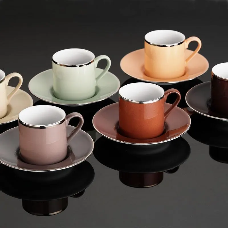 Set 6 cesti + 6 farfurii,  Portelan, Multicolor - Multicolor