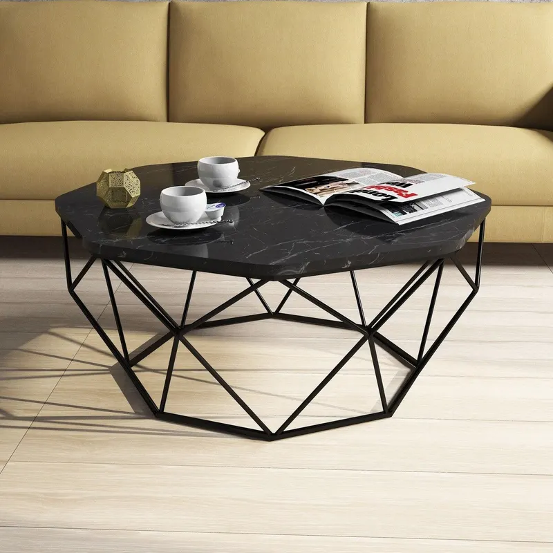 Masuta de cafea Diamond Coffee Table, Stejar, 90x38x90 cm - Negru