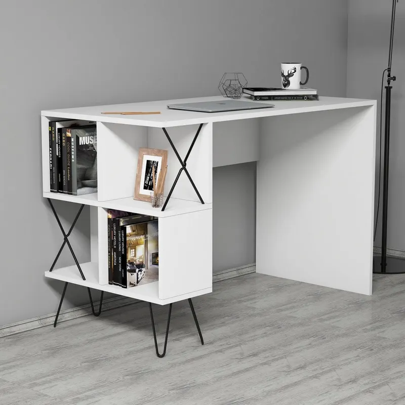 Birou Extra cu rafturi,  120 x 79 x 60 cm - Alb