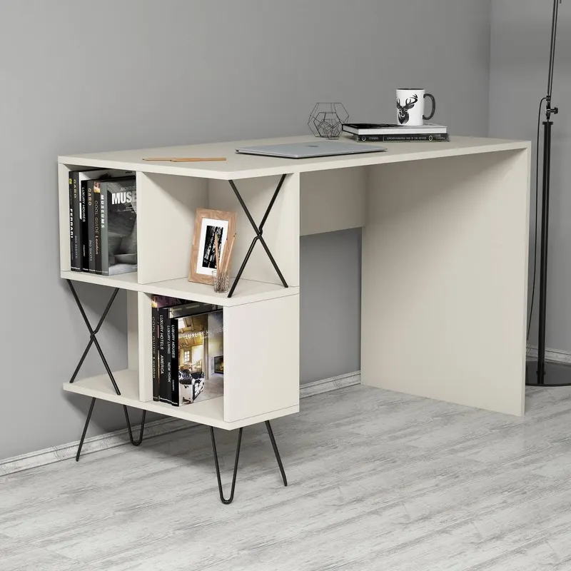 Birou Extra cu rafturi,  120 x 79 x 60 cm - Crem