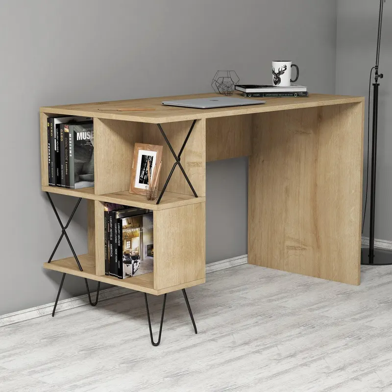 Birou Extra cu rafturi,  120 x 79 x 60 cm - Stejar