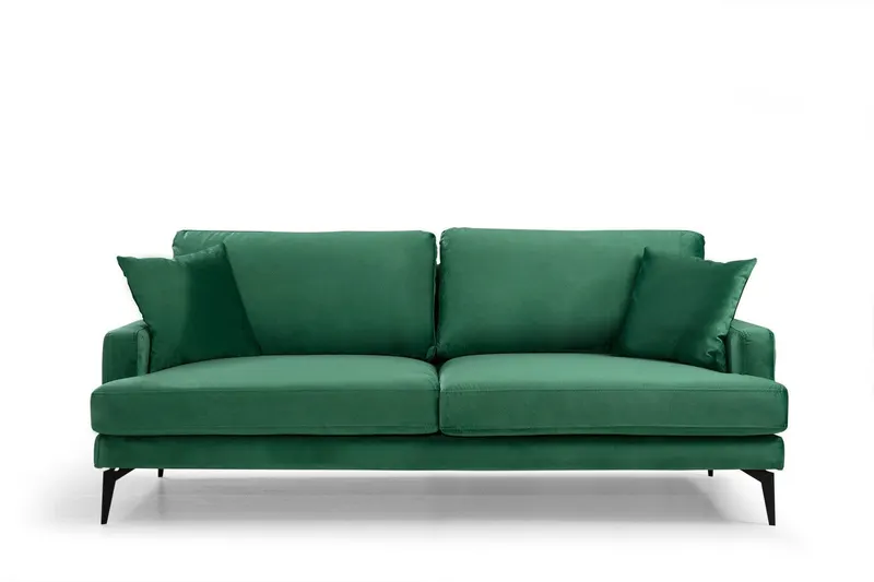Canapea Fixa cu 3 Locuri Yase, 205 x 88 x 90 cm - Verde