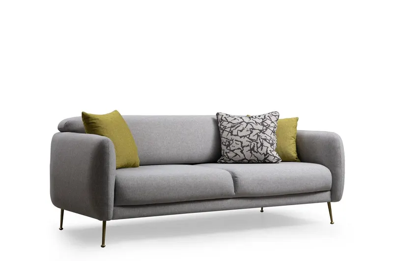Canapea Fixa cu 3 Locuri Sevilla, 214 x 85 x 98 cm - Gri