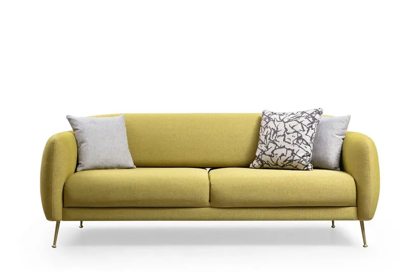 Canapea Fixa cu 3 Locuri Sevilla, 214 x 85 x 98 cm - Galben