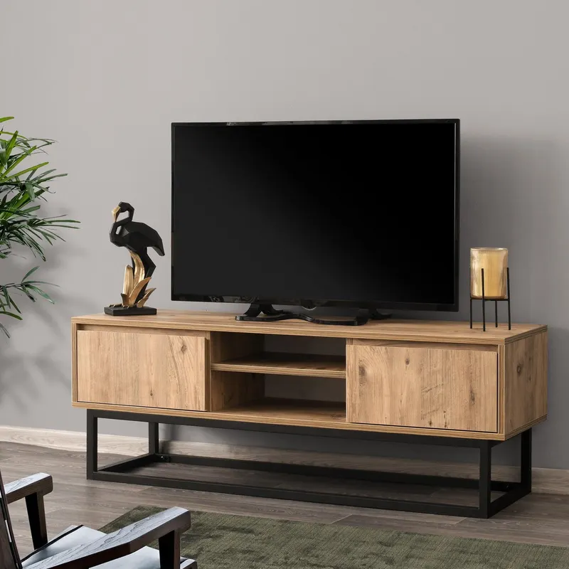 Comoda TV Belinda 140, Stejar  Negru, 140 x 50 x 40 cm - Stejar