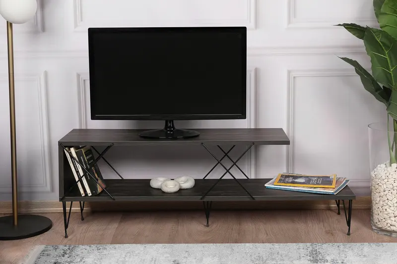 COMODA TV Street, Galben - Gri - Alb - Maro, 120 x 40 x 30 cm - Multicolor